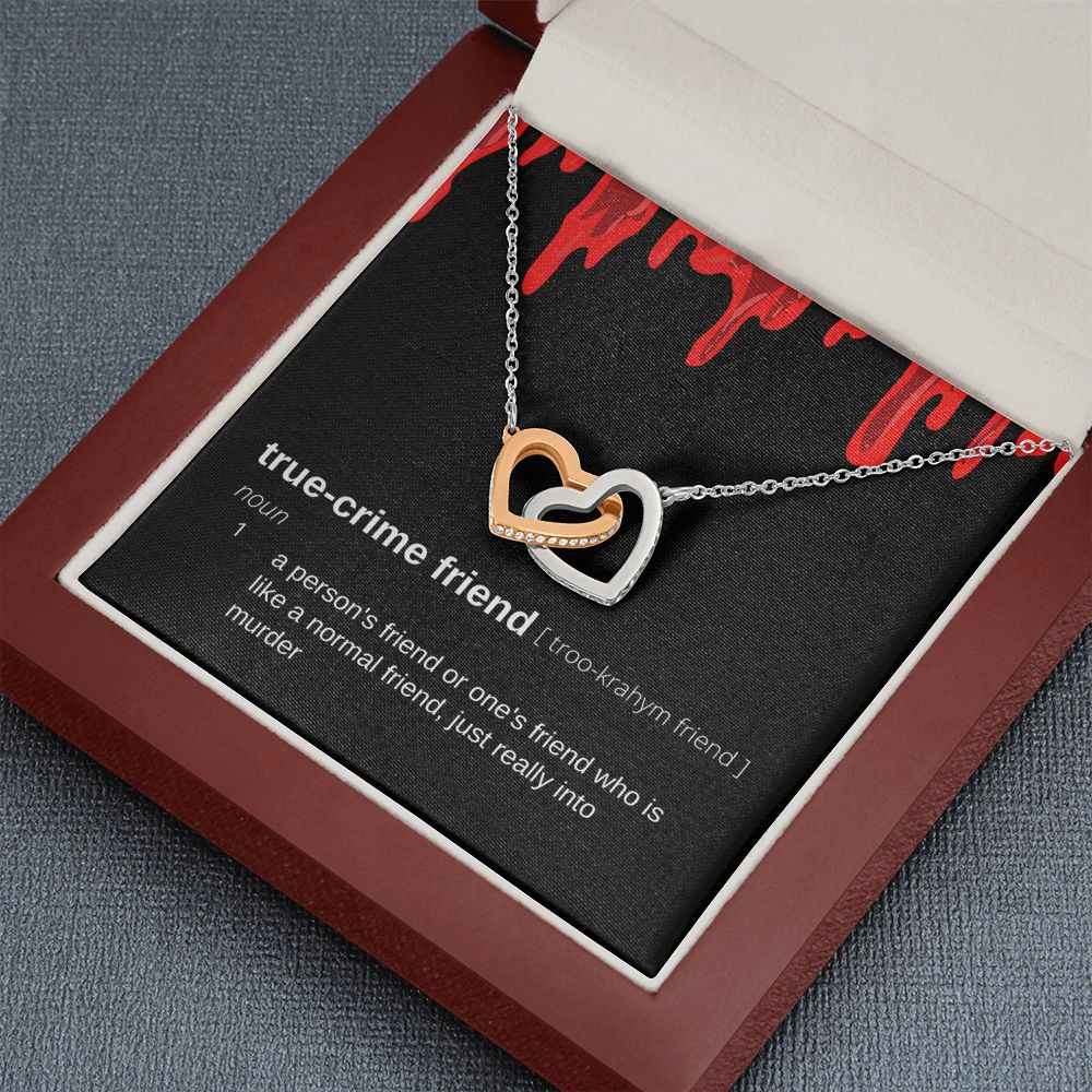 True Crime Friend Gift, Interlocking Hearts Pendant Necklace