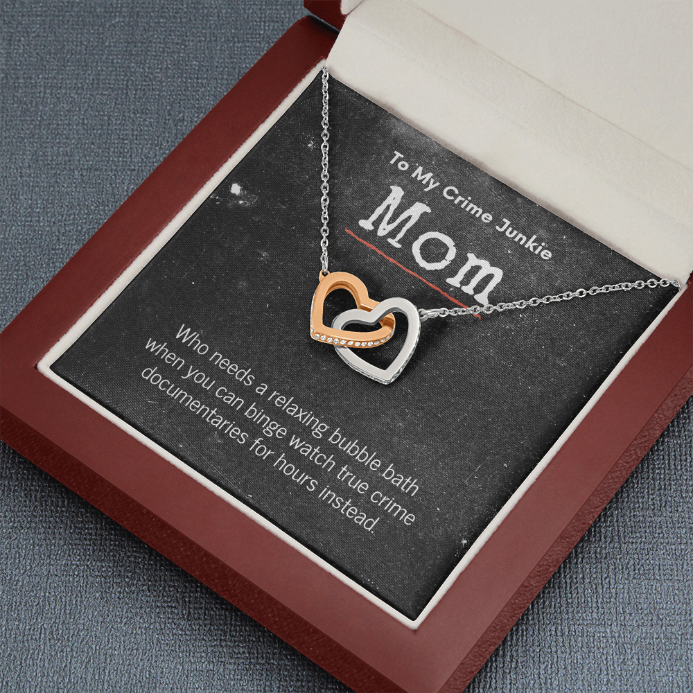 True Crime Junkie Mom Gift, Interlocking Hearts Necklace