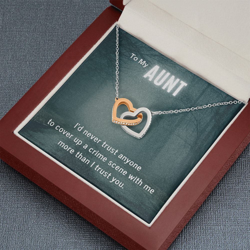 True Crime Junkie Gift for Aunt, Interlocking Hearts Necklace