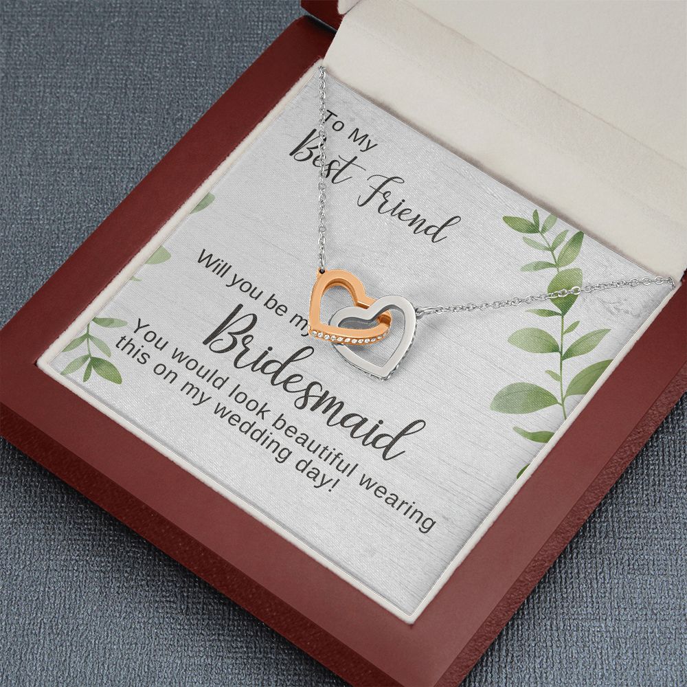 Best Friend Bridesmaid Proposal Necklace, Bridal Jewelry, Hearts Pendant