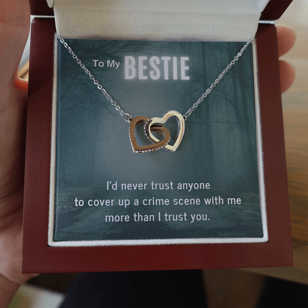 True Crime Junkie Gift for Bestie, Interlocking Hearts Necklace