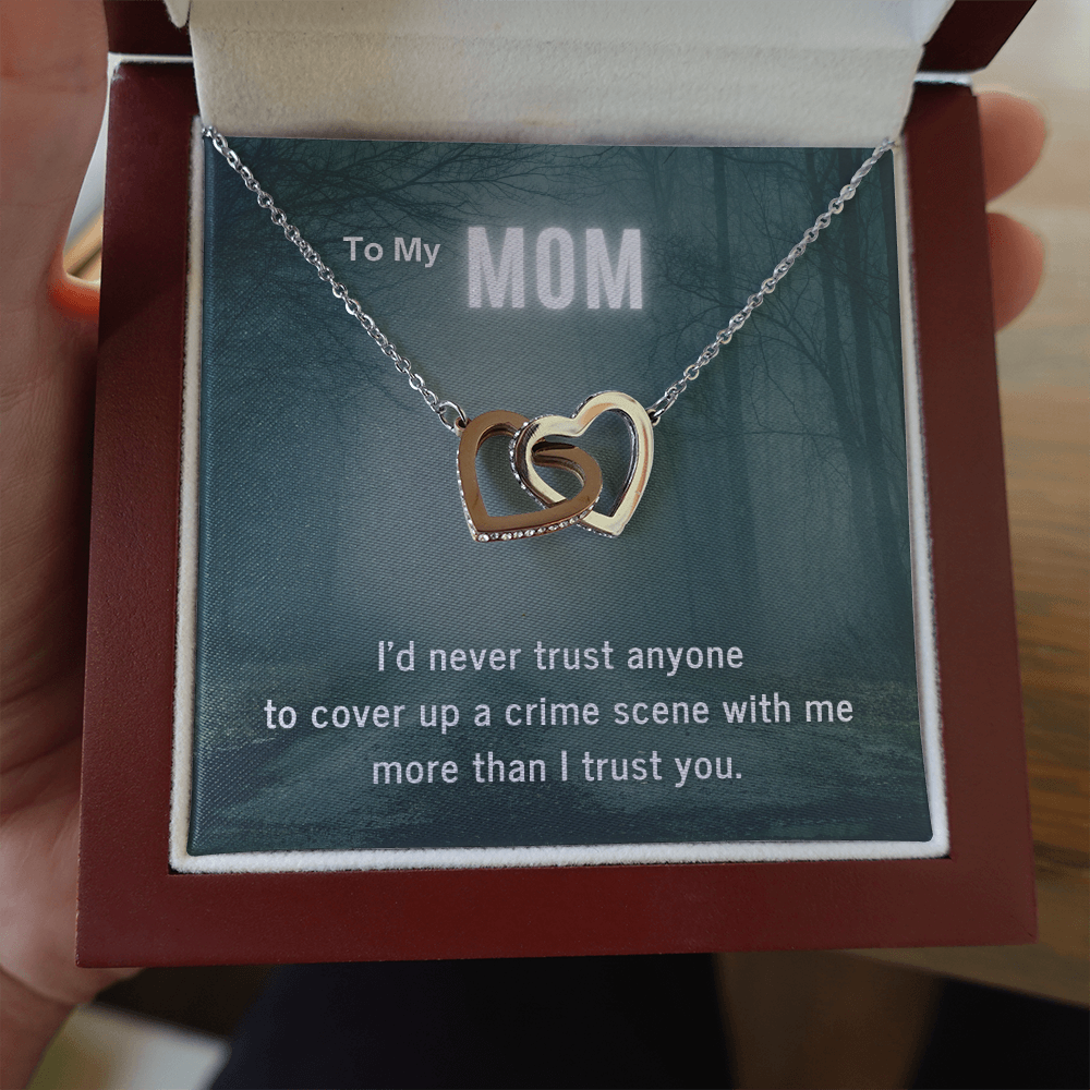 True Crime Junkie Gift for Mom, Interlocking Hearts Necklace