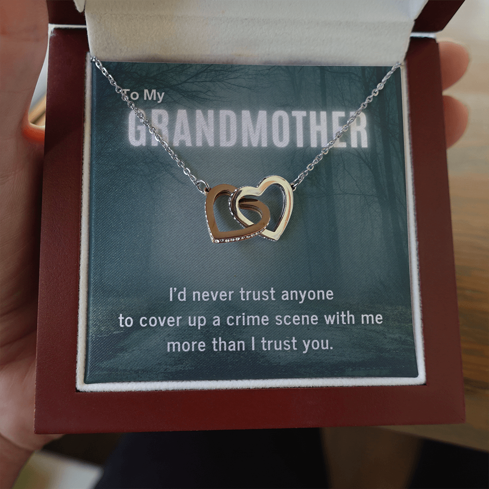 True Crime Junkie Gift for Grandmother, Interlocking Hearts Necklace
