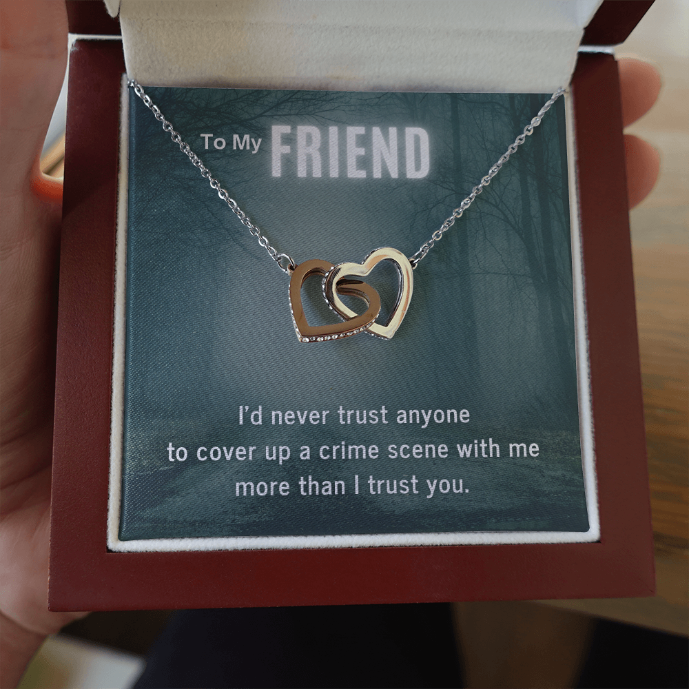 True Crime Junkie Gift for Friend, Interlocking Hearts Necklace