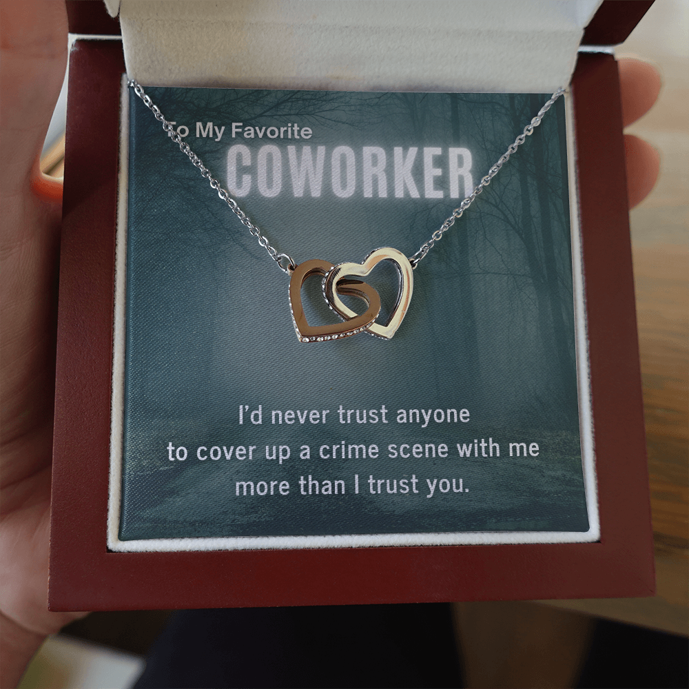 True Crime Junkie Gift for Coworker, Interlocking Hearts Necklace