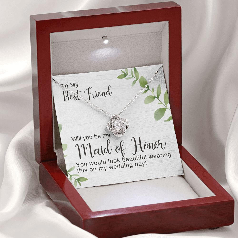 Best Friend Maid of Honor Proposal Necklace, Love Knot Pendant- Maid of Honor Proposal Box, Be My Maid of Honor, Maid of Honor Gift, Made of Honor Card, Maid of Honor Box, Bridesmaid Gift, Bridal Party Gift