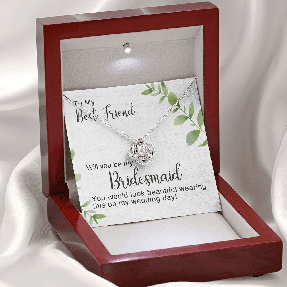Best Friend Bridesmaid Proposal Necklace, Love Knot Pendant