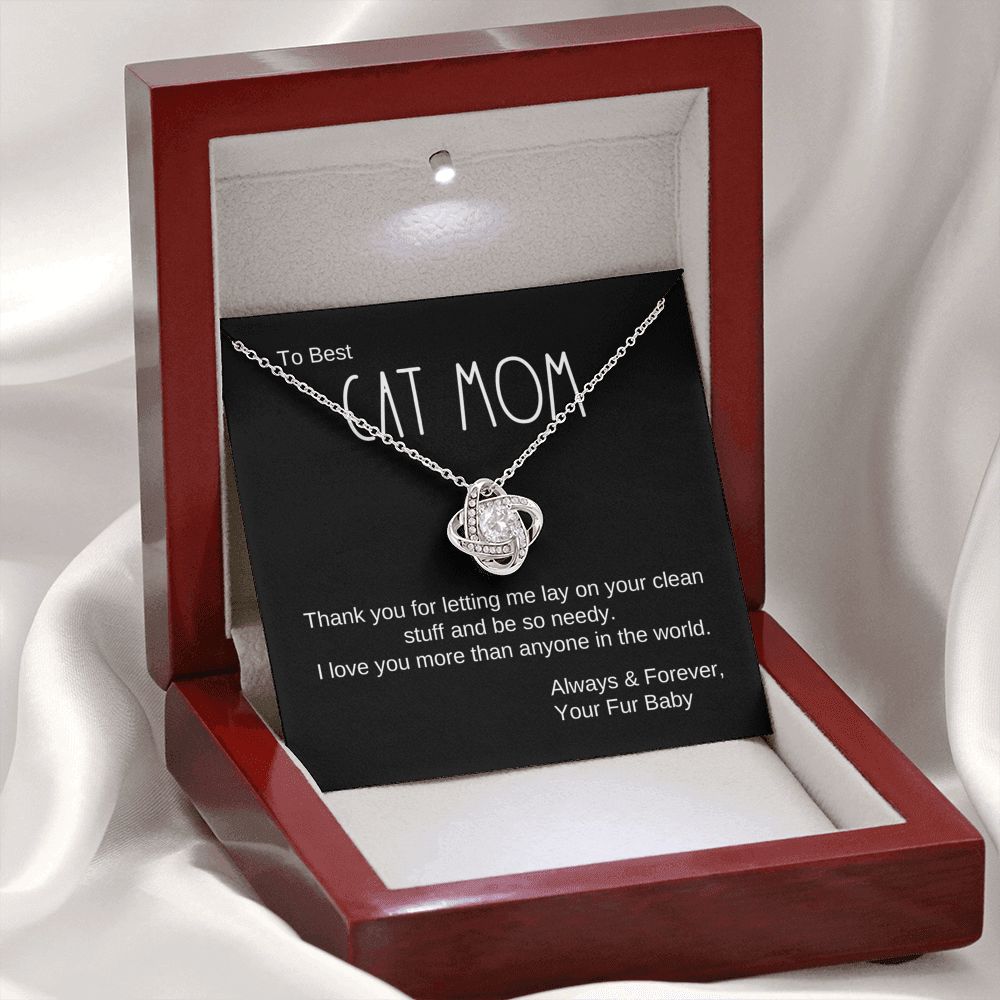 Cat Mom Gift, Love Knot Pendant Necklace