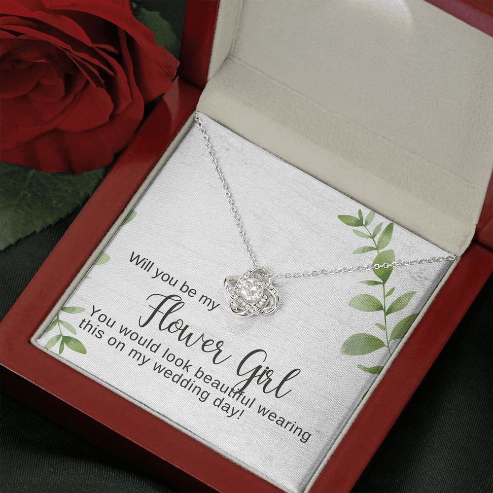 Flower Girl Proposal Necklace, Bridal Jewelry, Love Knot Pendant