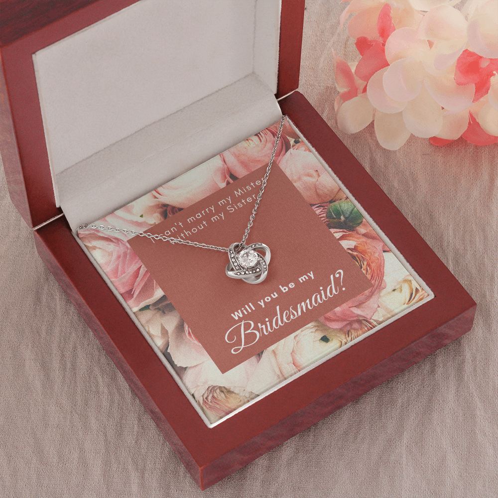 Bridesmaid Proposal Gift, Love Knot Pendant Necklace
