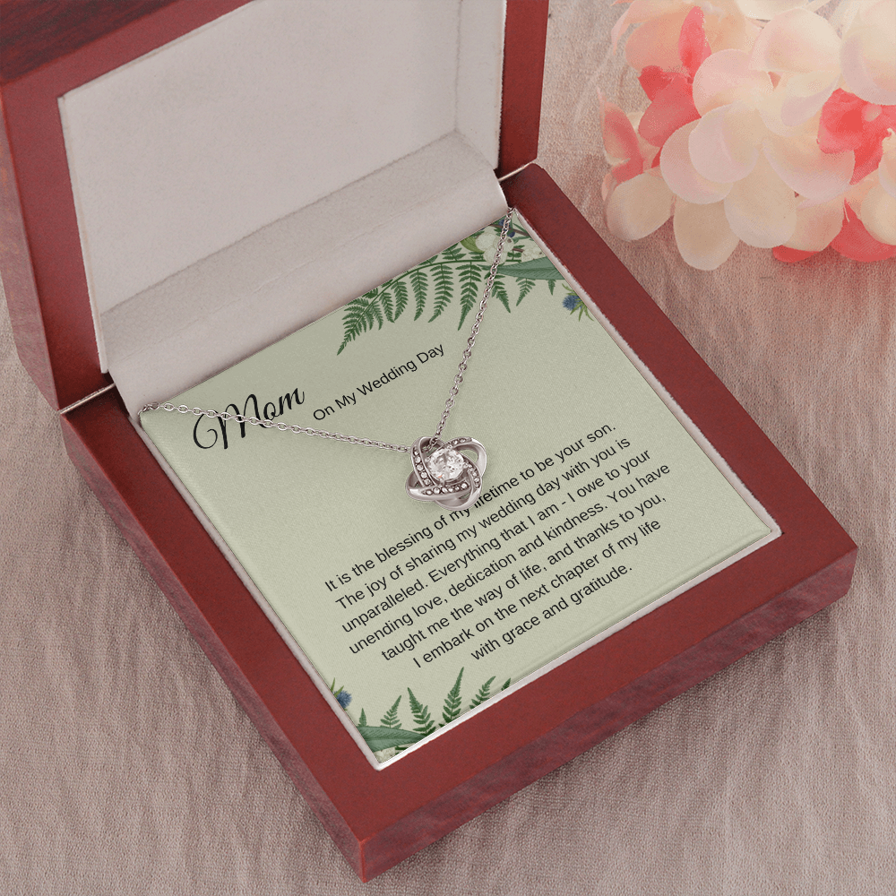 Gift for Mom On My Wedding Day, Love Knot Pendant Necklace