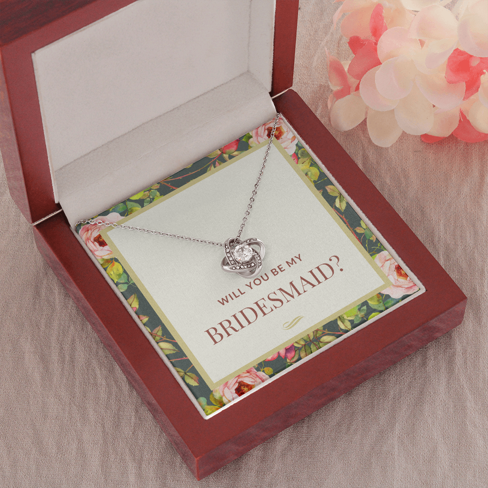 Bridesmaid Proposal Gift, Love Knot Pendant Necklace
