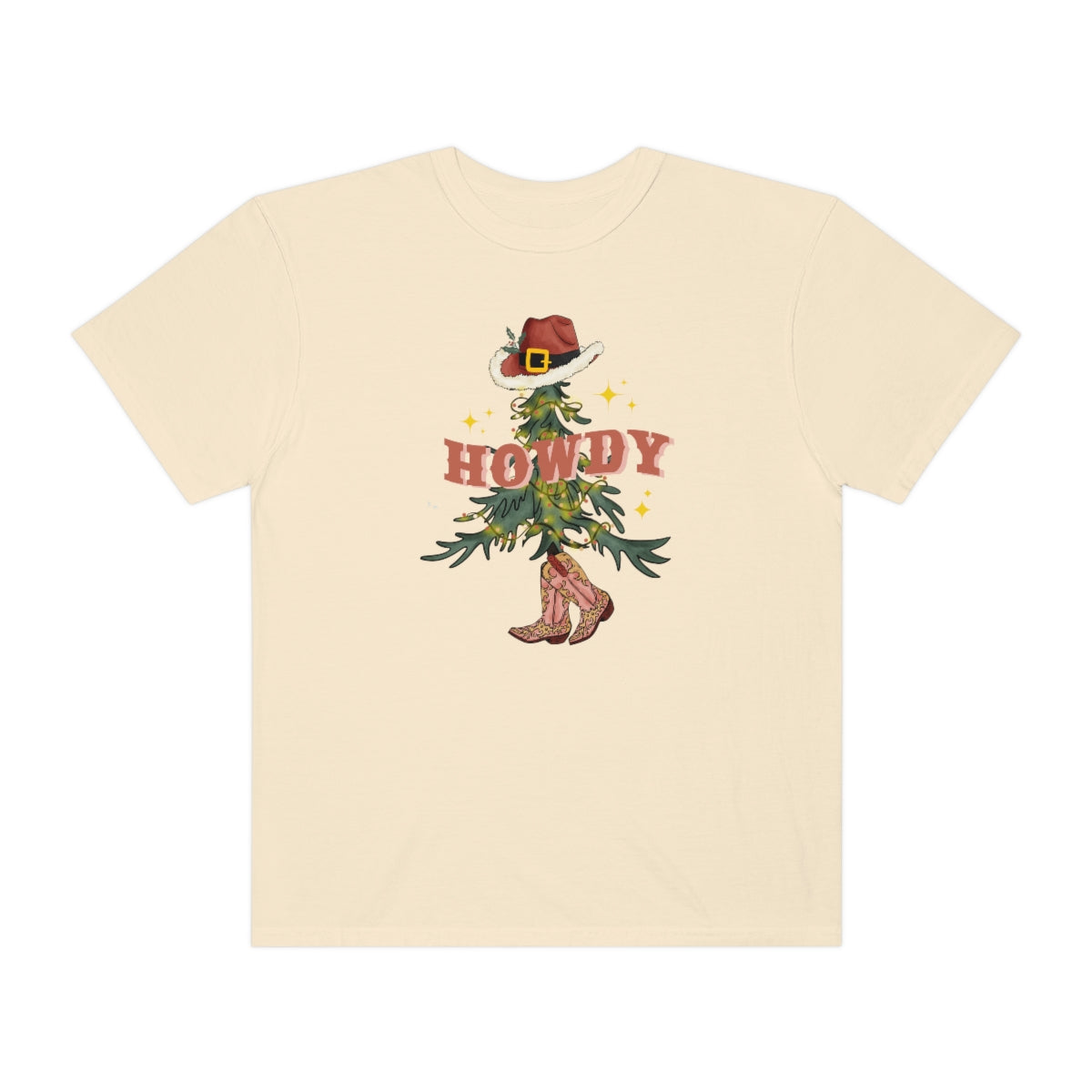Howdy Cowboy Christmas Tree Retro Comfort Colors Shirt