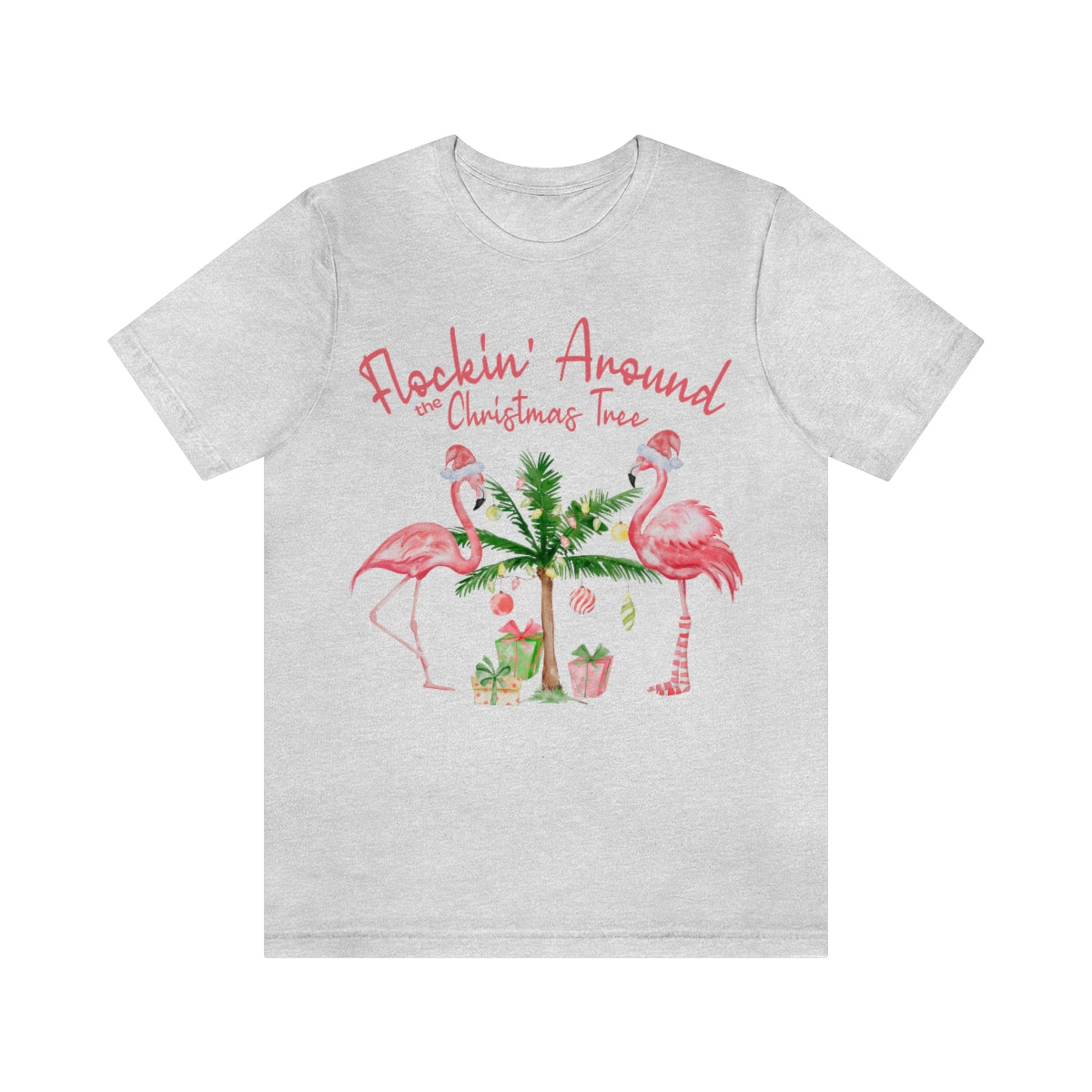 Flockin' Around The Christmas Tree Flamingo Christmas Crewneck Shirt