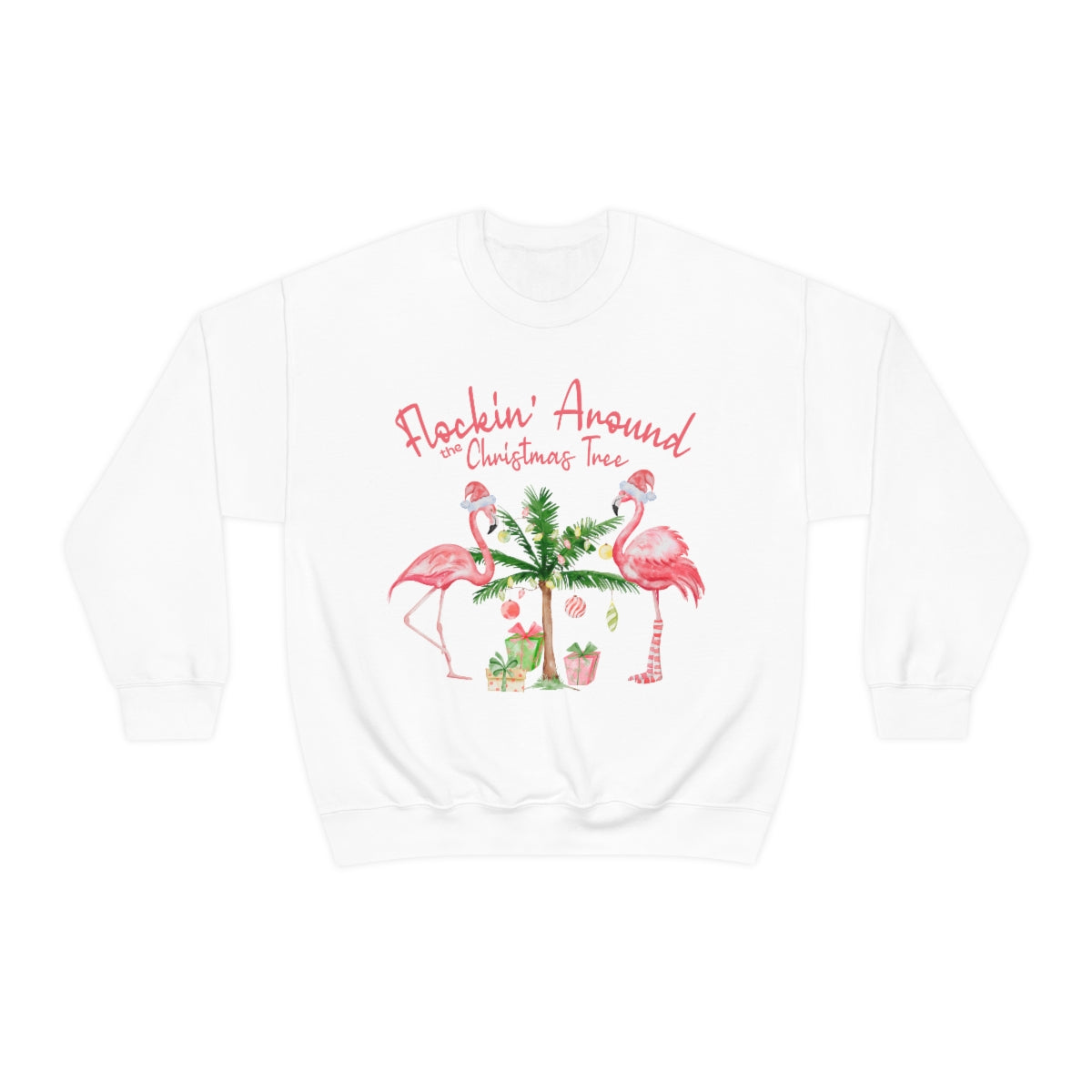 Flamingo Sweatshirt Retro Flockin' Around The Christmas Tree