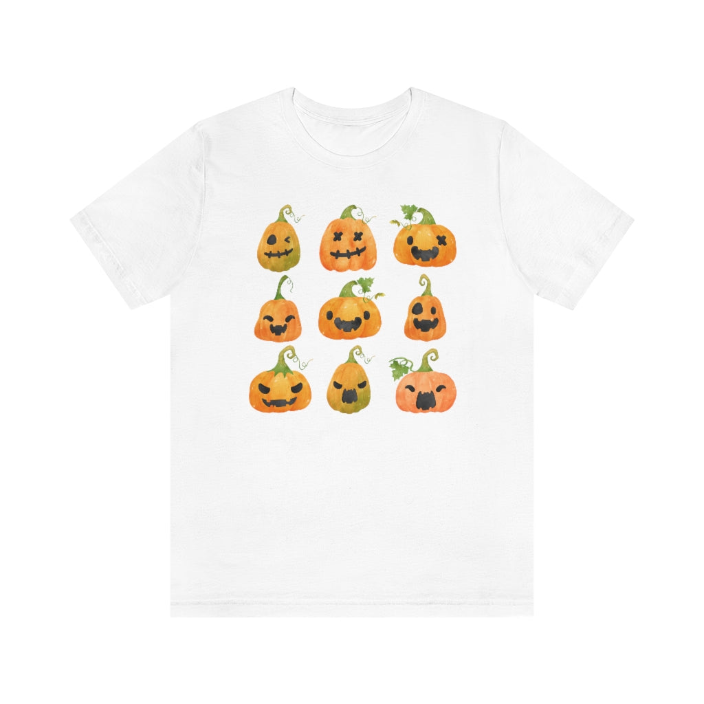 9 Jack-O-Lanterns, Halloween Unisex Jersey Short Sleeve Tee
