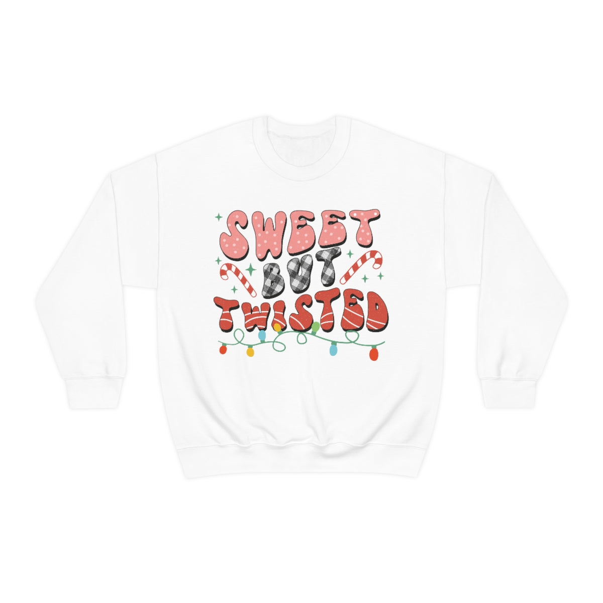 Sweet But Twisted Retro Candy Cane and Buffalo Plaid Christmas Sweatshirt