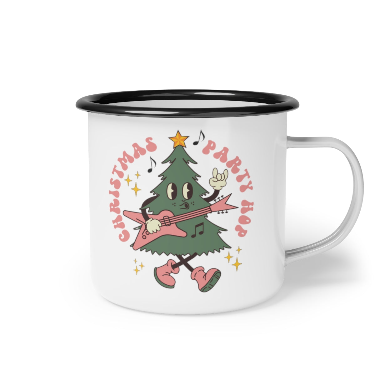 Christmas Party Hop Retro Enamel Camp Mug