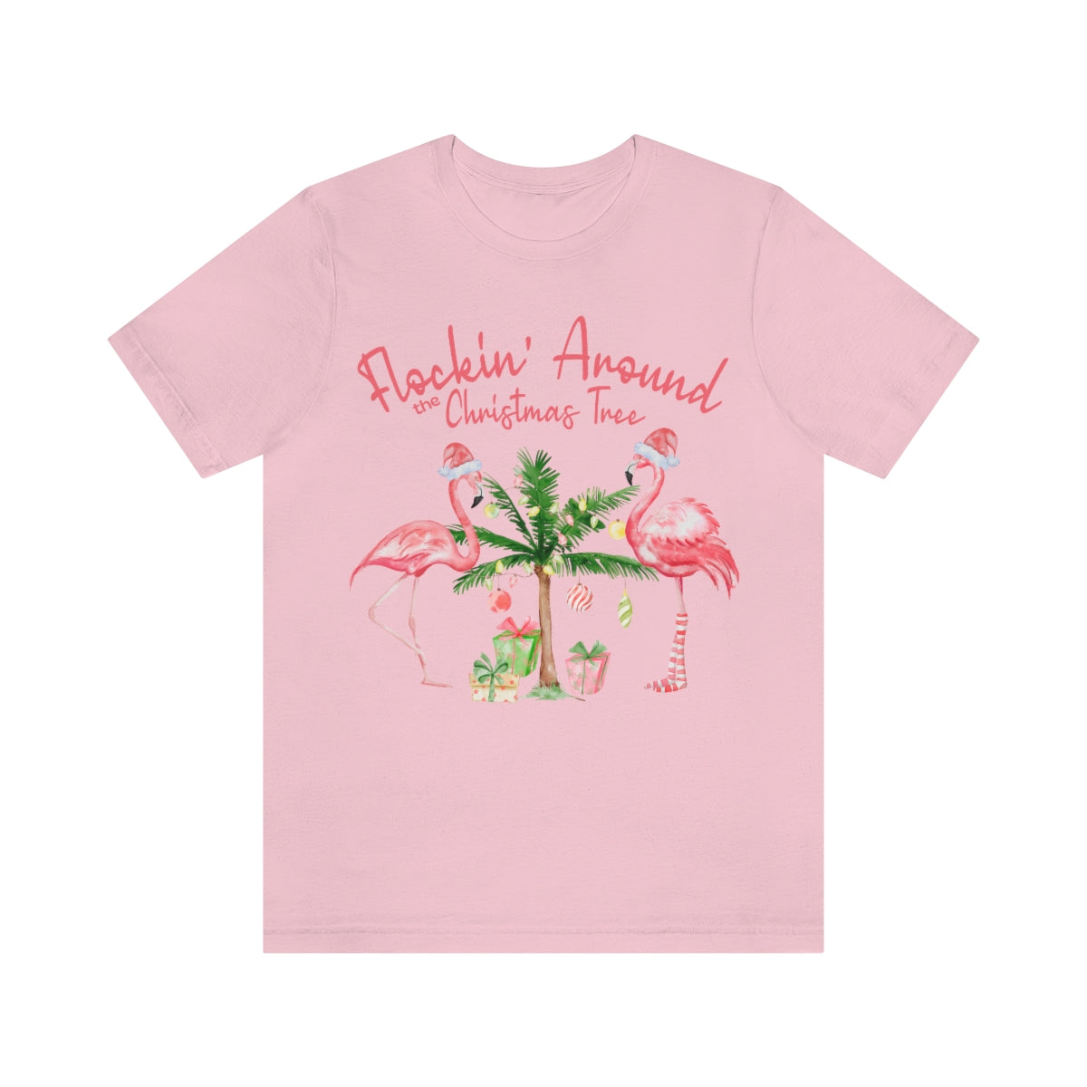 Flockin' Around The Christmas Tree Flamingo Christmas Crewneck Shirt