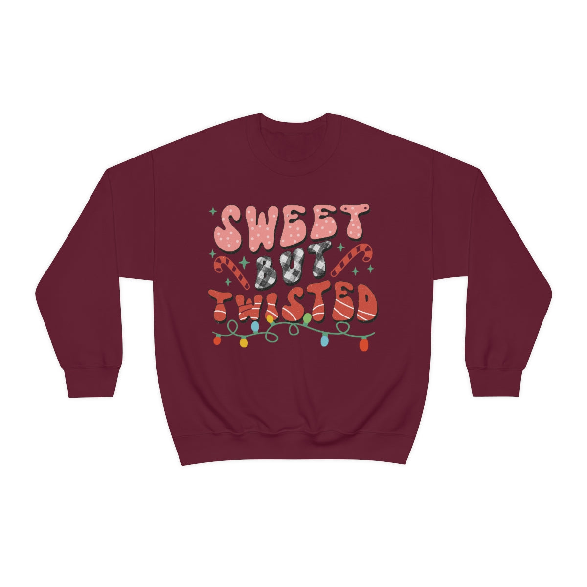 Sweet But Twisted Retro Candy Cane and Buffalo Plaid Christmas Sweatshirt