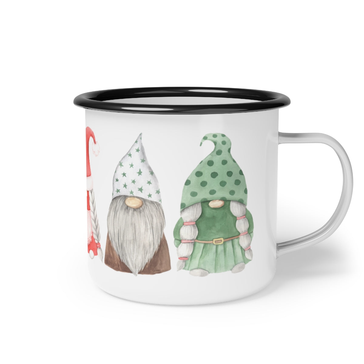 Scandinavian Gnomes Watercolor Enamel Camp Cup Mug